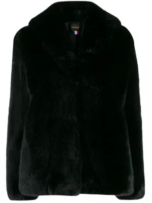 La Seine & Moi sélection pour femme Farfetch Manteau noir Anna en fausse fourrure | La Seine et Moi