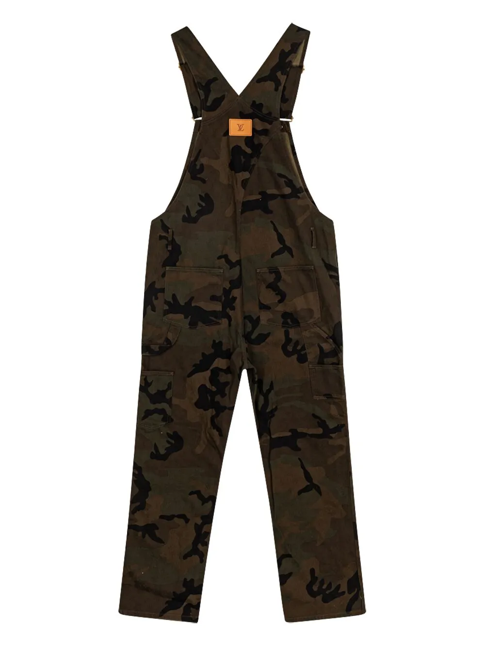 Louis Vuitton x Supreme Green Camo Print Denim Overall Jeans XXS