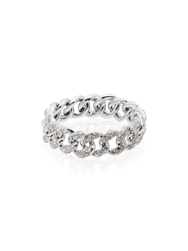 Shay 18K White Gold and Diamond Link Ring in Silver