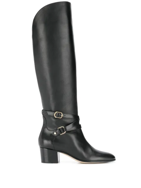 Click to view more detailed imagery on our partner's website Jimmy Choo Huxlie 45 Black Smooth Leather Huxlie Boots In Black/Black