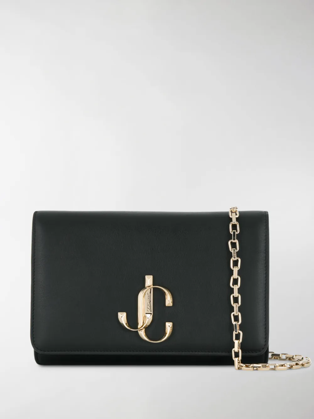 Click to view more detailed imagery on our partner's website Jimmy Choo Varenne Leather Clutch In Black