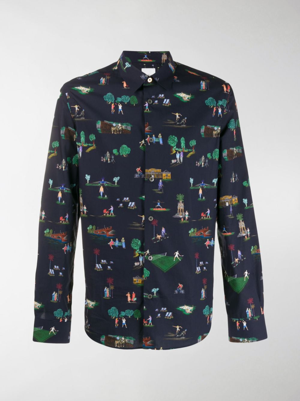 Paul Smith Outdoors Scene Printed Shirt In Blue | ModeSens