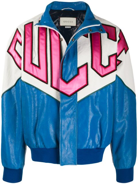 Shop blue Gucci graphic bomber jacket with Express Delivery - Farfetch