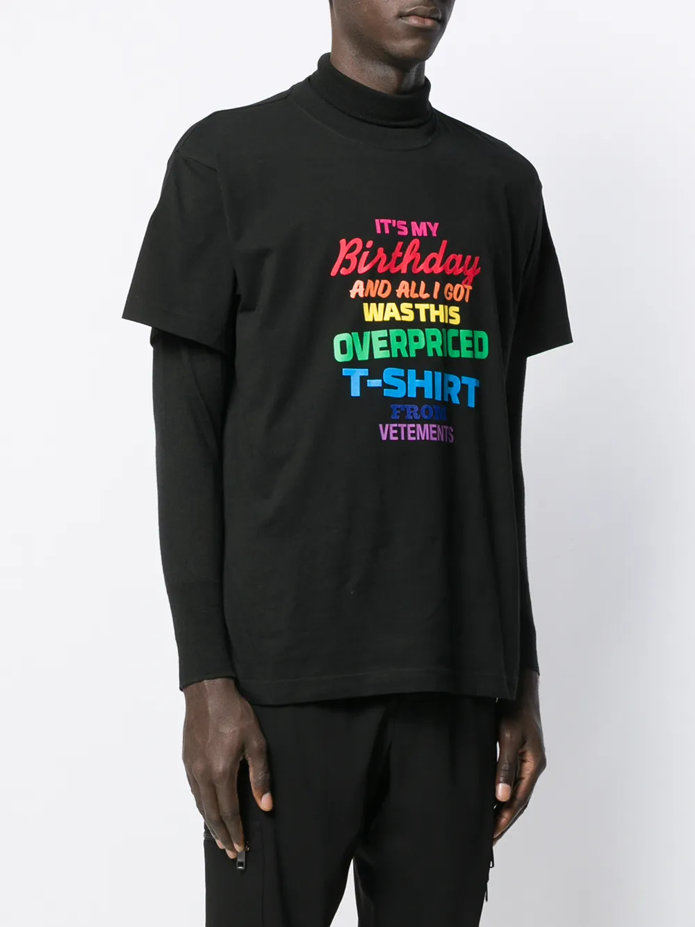 VETEMENTS T-shirt met regenboog logo Zwart