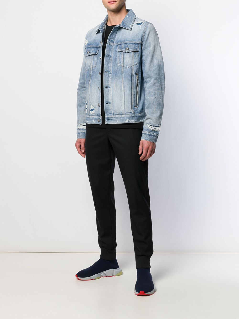 фото Balmain джинсовая куртка с эффектом потертости