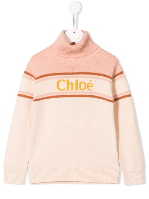 CHLOÉ KNITTED LOGO TURTLENECK JUMPER