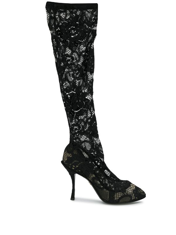 Dolce \u0026 Gabbana Sheer Lace Boots - Farfetch