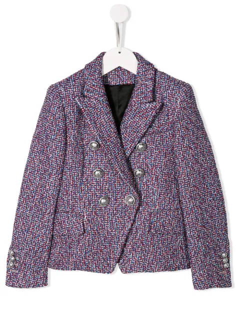 Click to view more detailed imagery on our partner's website Balmain Kids' Double Breasted Viscose Jacket In Blue