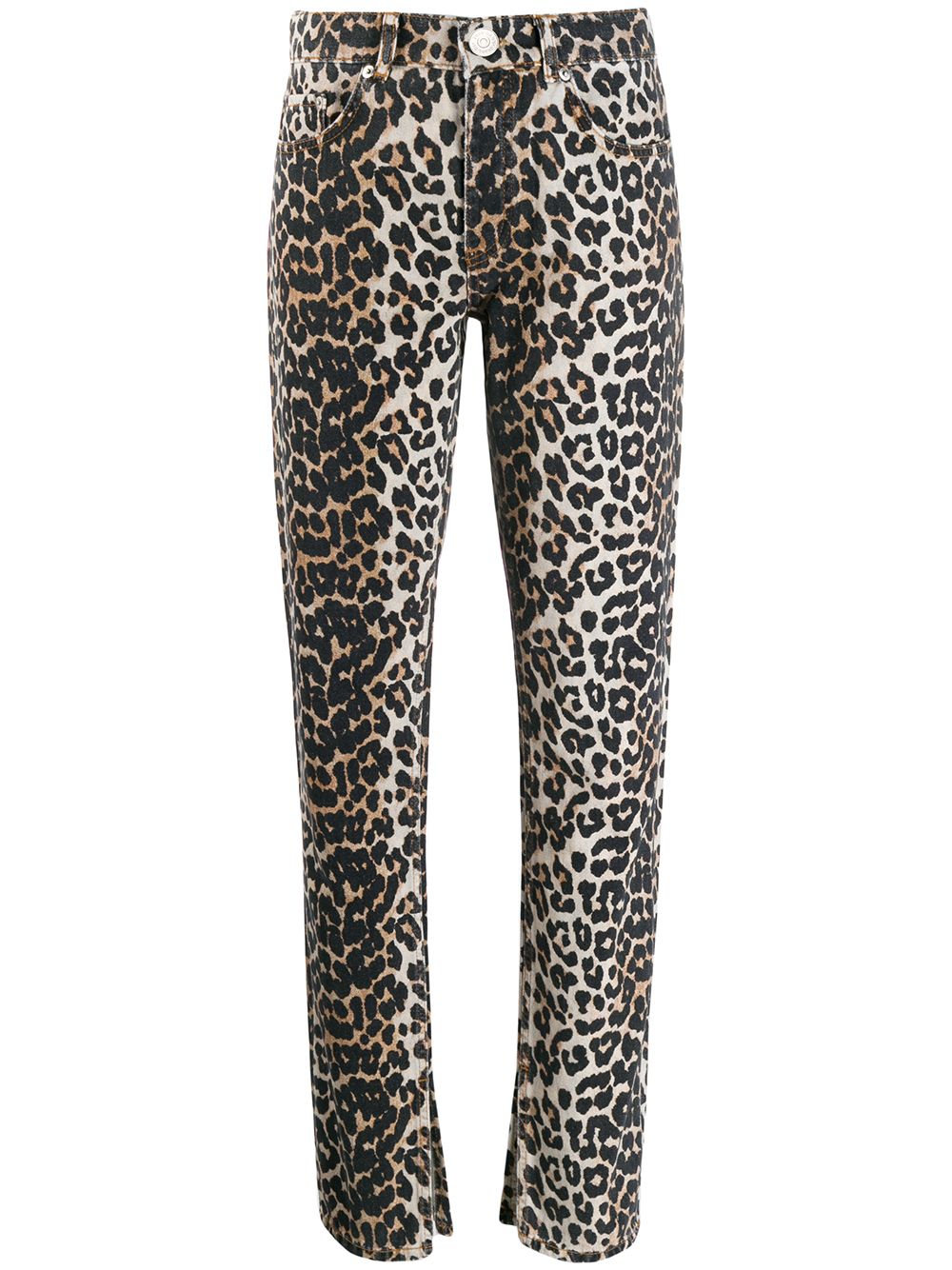 фото Ganni джинсы кроя слим с леопардовым принтом