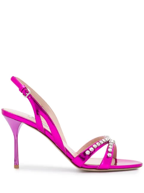 Pink embellished sandals clearance