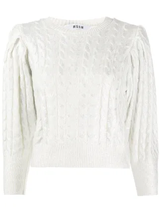 black cropped cable knit sweater