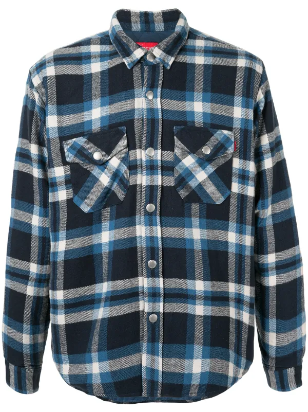 supreme quilted arc logo flannel shirt