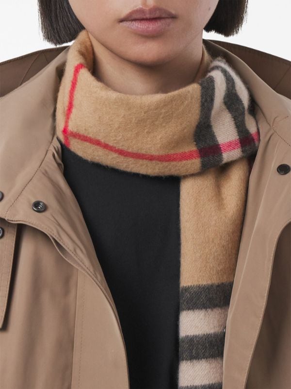 Burberry Cashmere Classic Check Scarf - Brown
