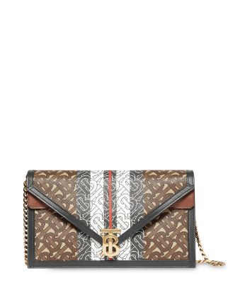 Shop brown Burberry Small Monogram Stripe E-canvas TB Envelope Clutch with  Express Delivery - Farfetch