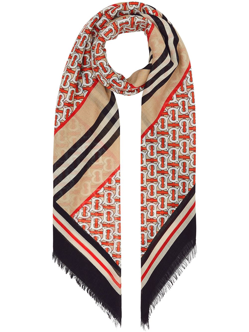 фото Burberry шарф в полоску Icon Stripe с монограммой