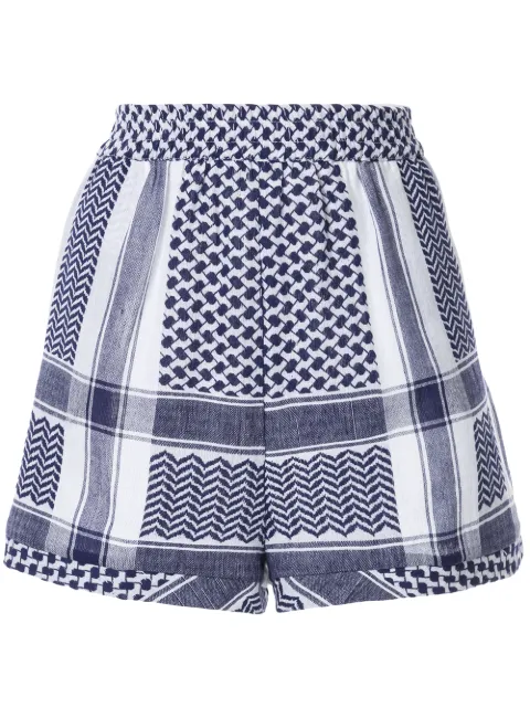 CECILIE COPENHAGEN CECILIE COPENHAGEN HIGH-WAIST PATTERNED SHORTS - 蓝色