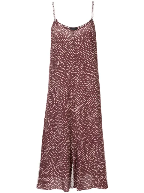 Click to view more detailed imagery on our partner's website Rag & Bone Dirdre Dot-Print Strappy Crepe Dress In Wine Multi