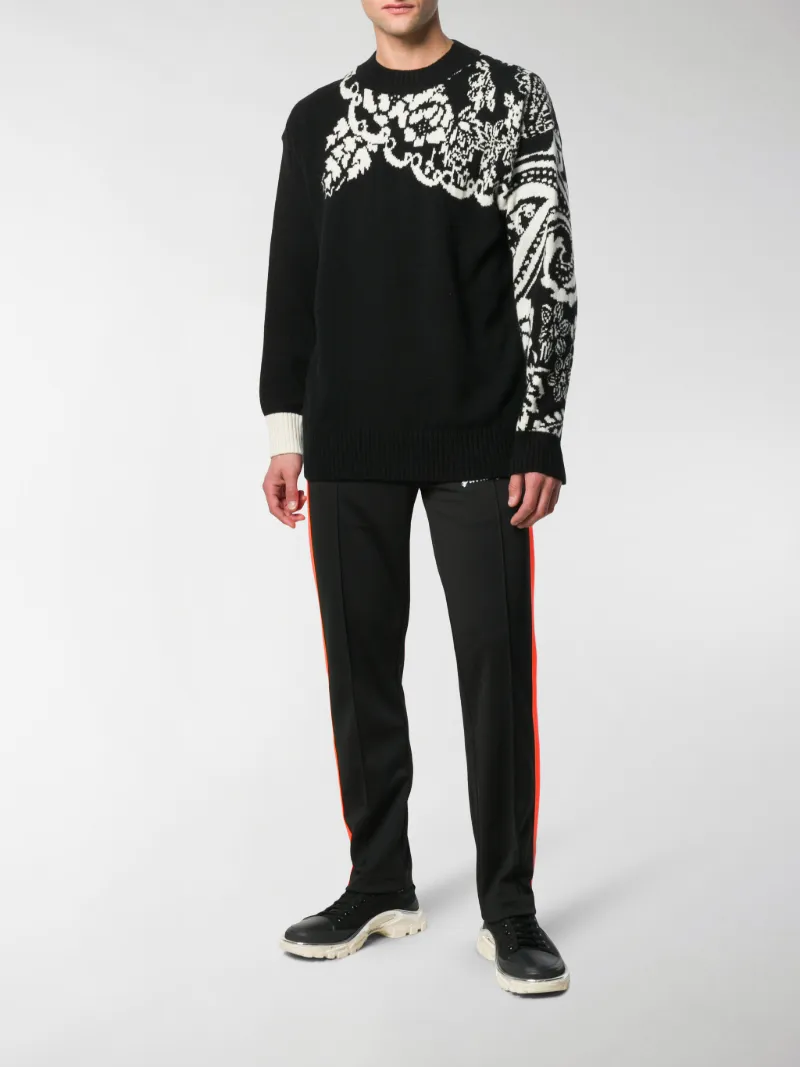 sacai floral knit sweater black | MODES