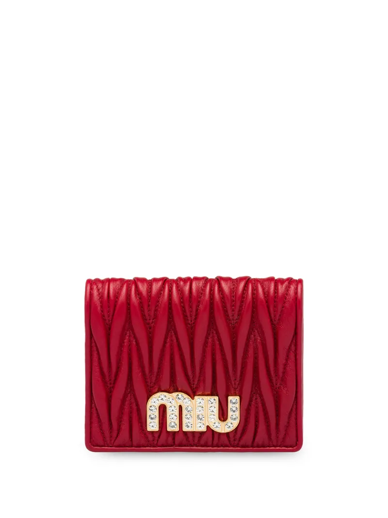 Miu Miu стеганый кошелек с металлическим логотипом