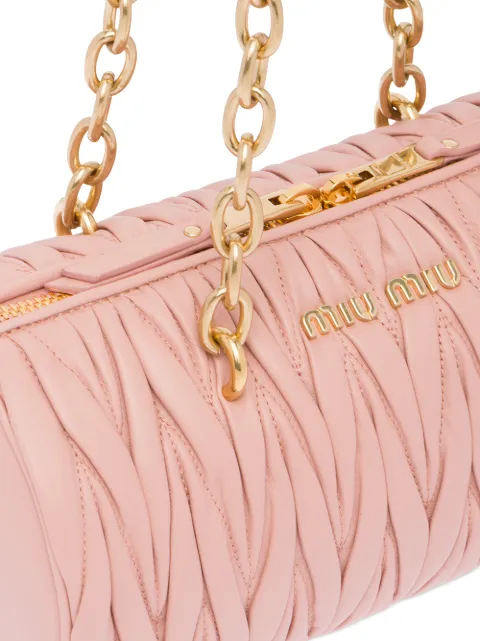 miu miu logo plaque padded tote bag