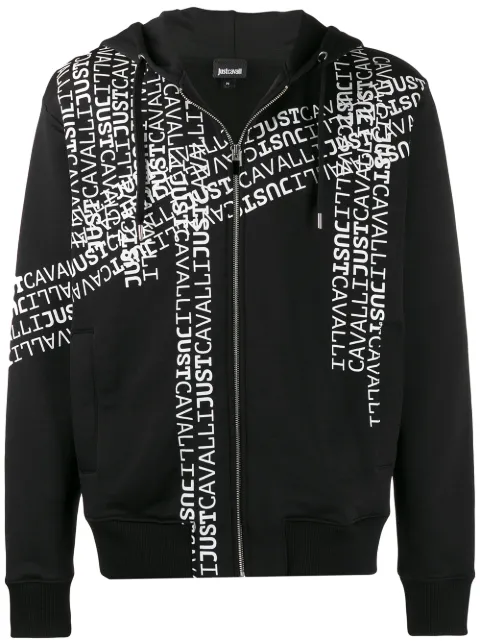 JUST CAVALLI LOGO PRINT ZIPPED HOODIE