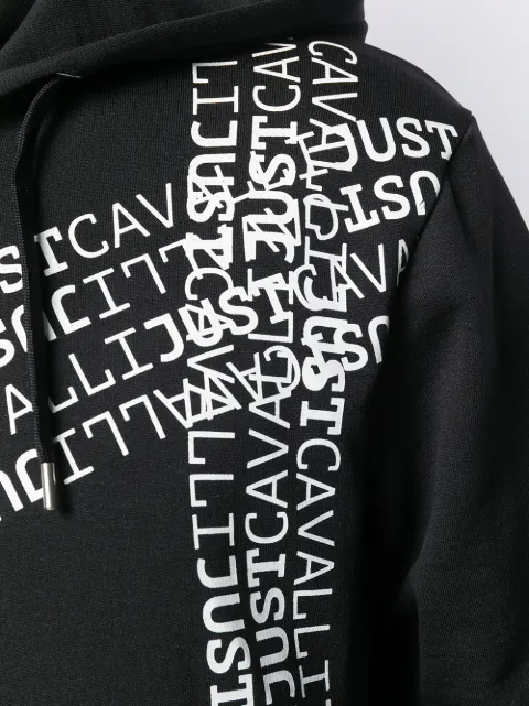 JUST CAVALLI LOGO PRINT ZIPPED HOODIE