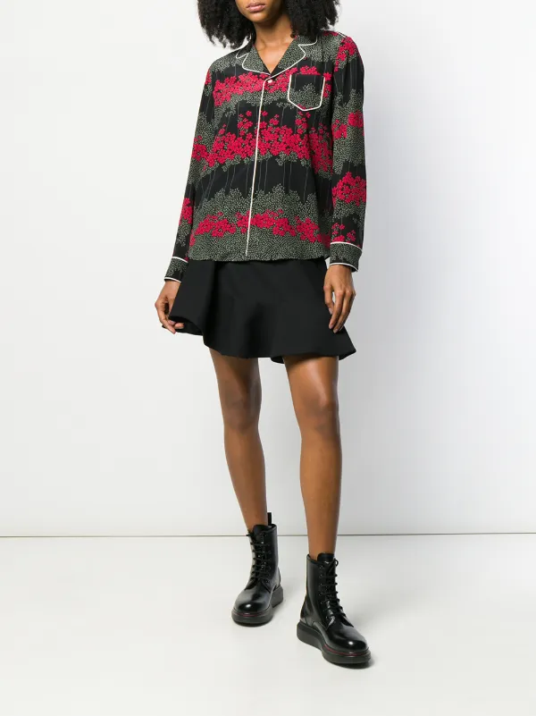 RED Valentino Dreaming Peony-print Shirt | Black | FARFETCH VN