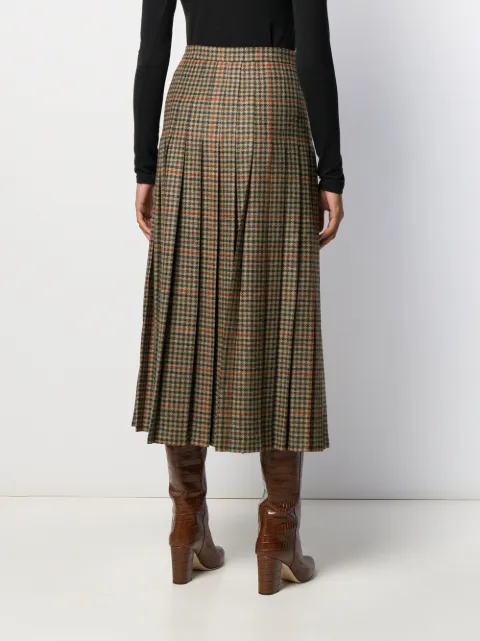 ETRO HOUNDSTOOTH TWEED PLEATED SKIRT
