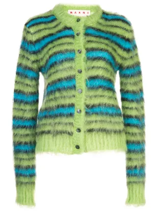 green and white striped cardigan