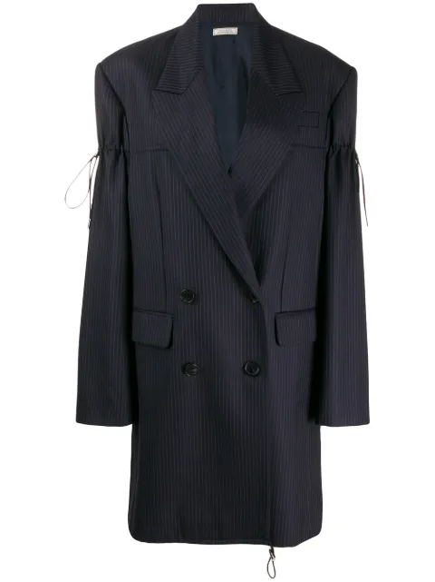 Nina Ricci pinstripe drawstring toggle blazer coat
