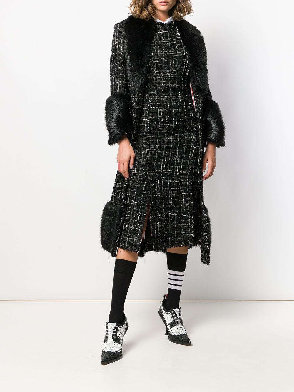 фото Thom browne твидовое платье в клетку