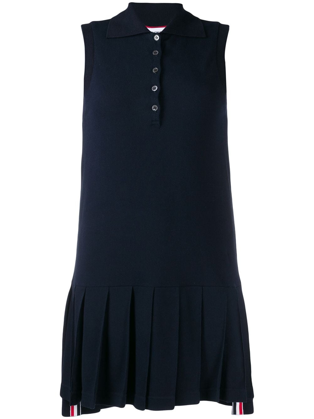 Shop Thom Browne Rwb Stripe Sleeveless Pleated Tennis Dress In Blue