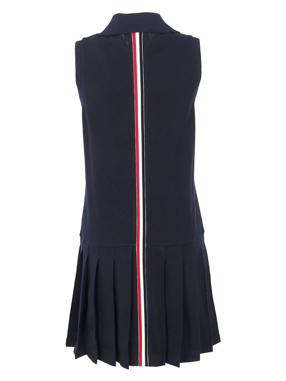 Thom Browne RWB stripe sleeveless pleated tennis dress - Blue