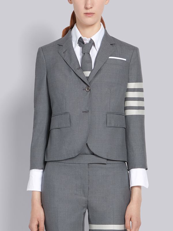 Medium Grey Plain Weave Suiting 4-Bar High Armhole Jacket