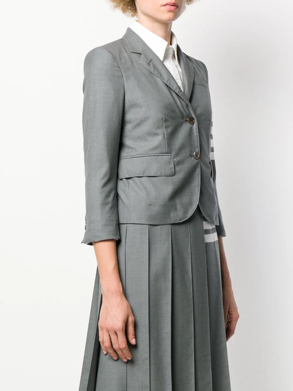 Shop Thom Browne 4-bar Plain Weave Suiting Jacket In Grey