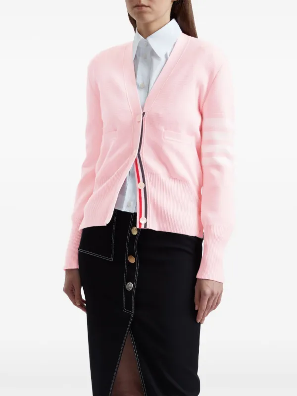 Thom Browne 4-Bar Stripe Cotton Cardigan | Pink | FARFETCH JO