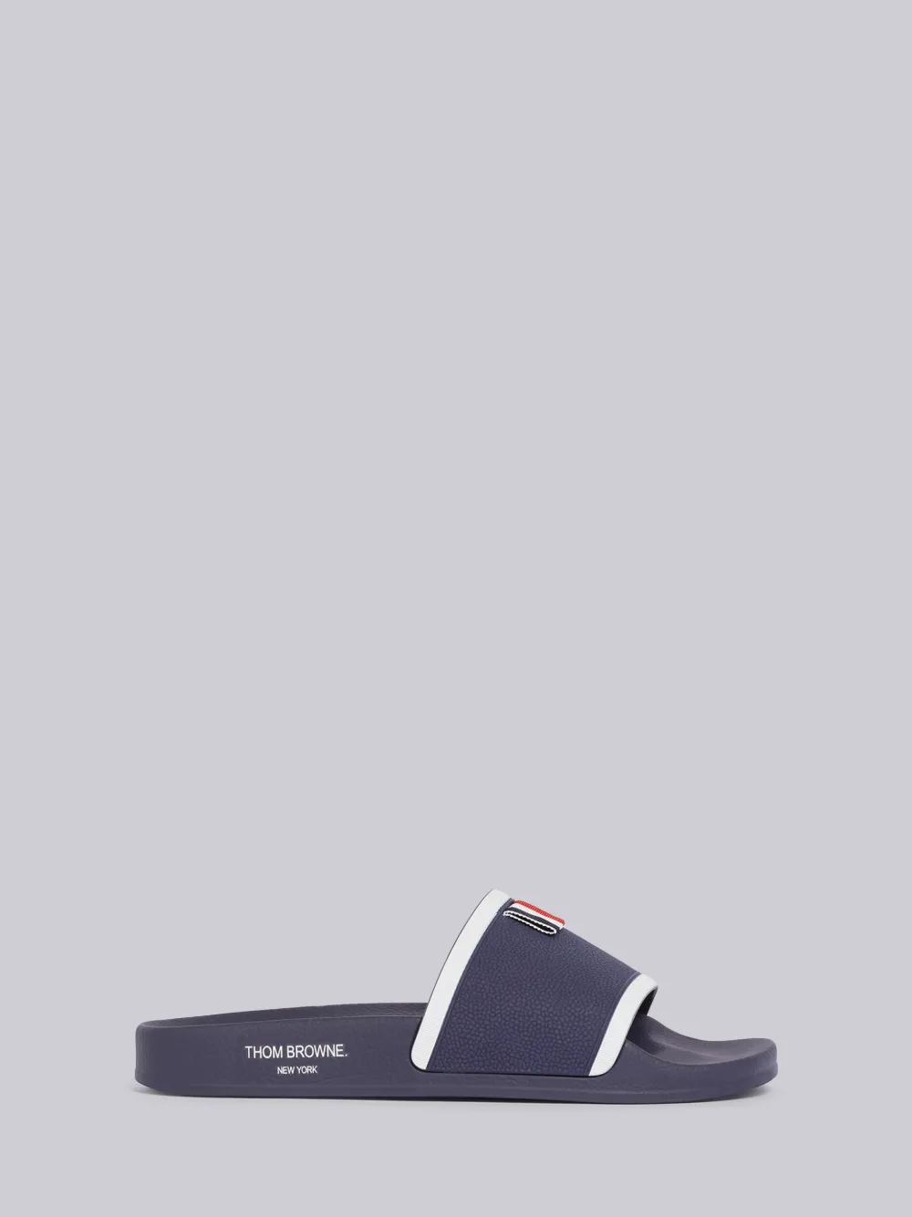 Thom Browne Loop-tab Textured Slides In Blue