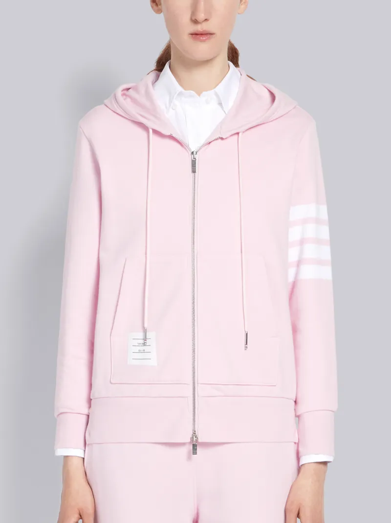 Pink Classic Loop Back Zip-Up 4-Bar Hoodie | Thom Browne Official