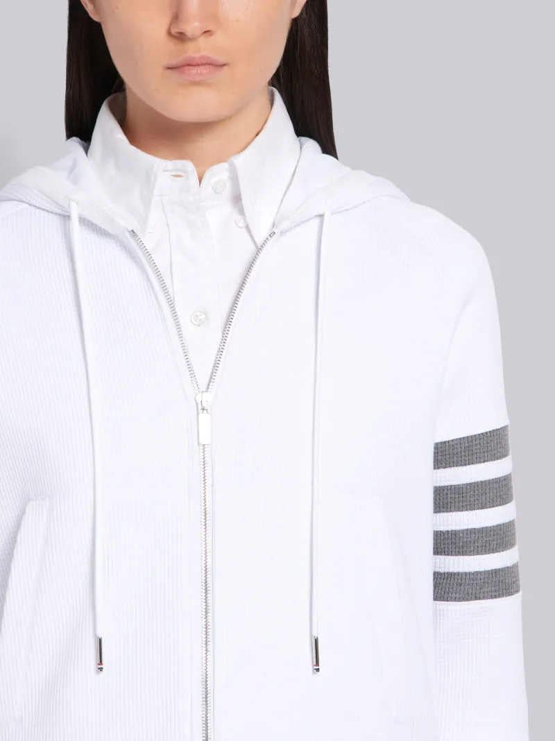 White Waffle ZipUp 4Bar Hoodie Thom Browne Official