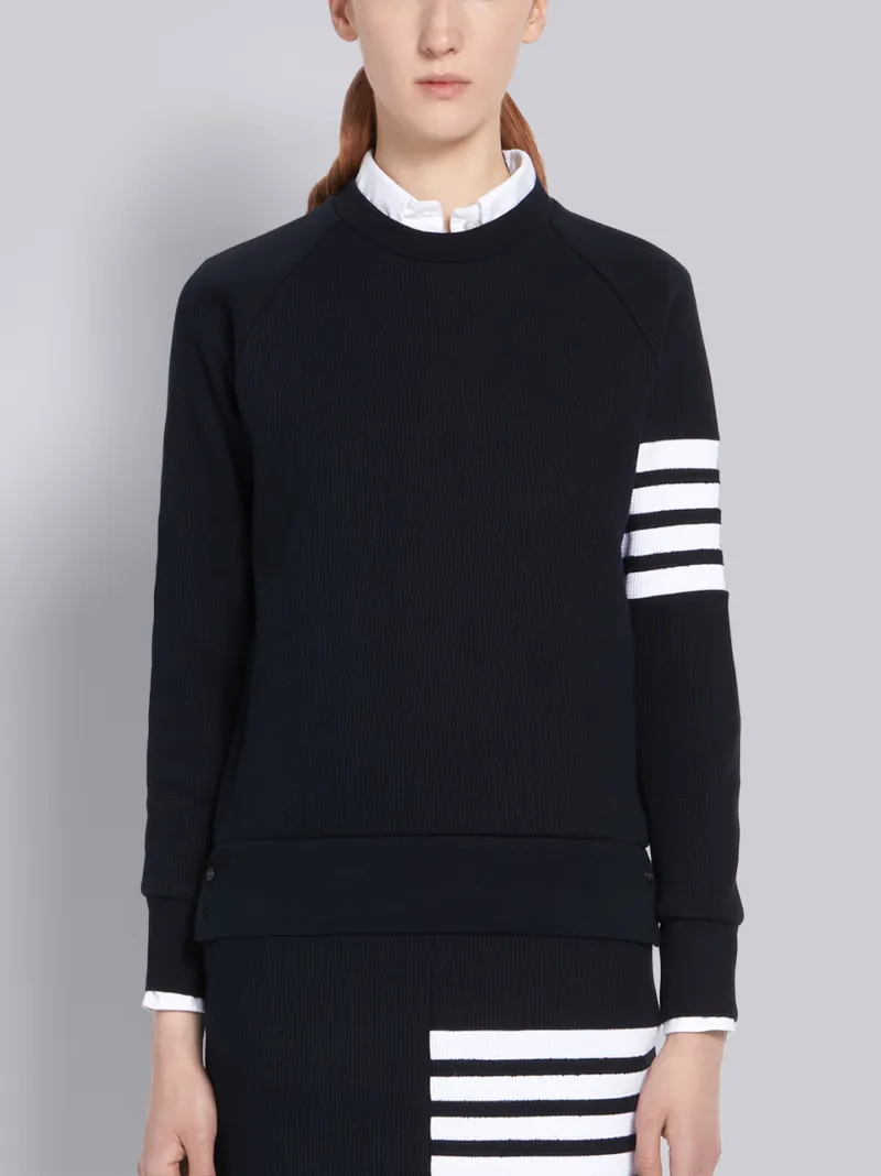 Navy Waffle Crewneck 4-Bar Sweatshirt 