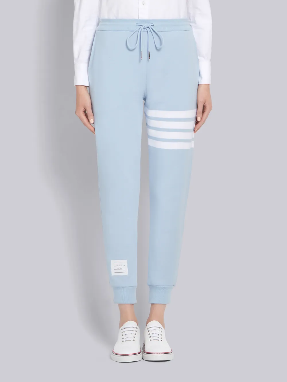 Thom Browne Double Face Cashmere Engineered 4 Bar Stripe Sweatpants In Blue