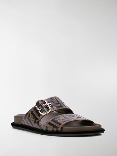 Fendi double strap leather sandals Clearance