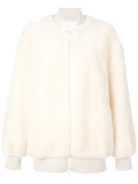 Click to view more detailed imagery on our partner's website Tibi Zip Up Faux Fur Jacket In Cream