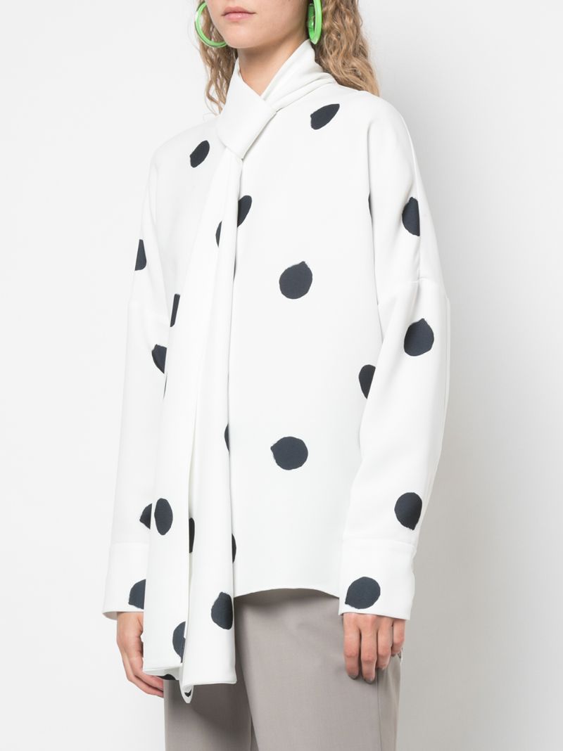 Shop Tibi Polka Dot Blouse In White