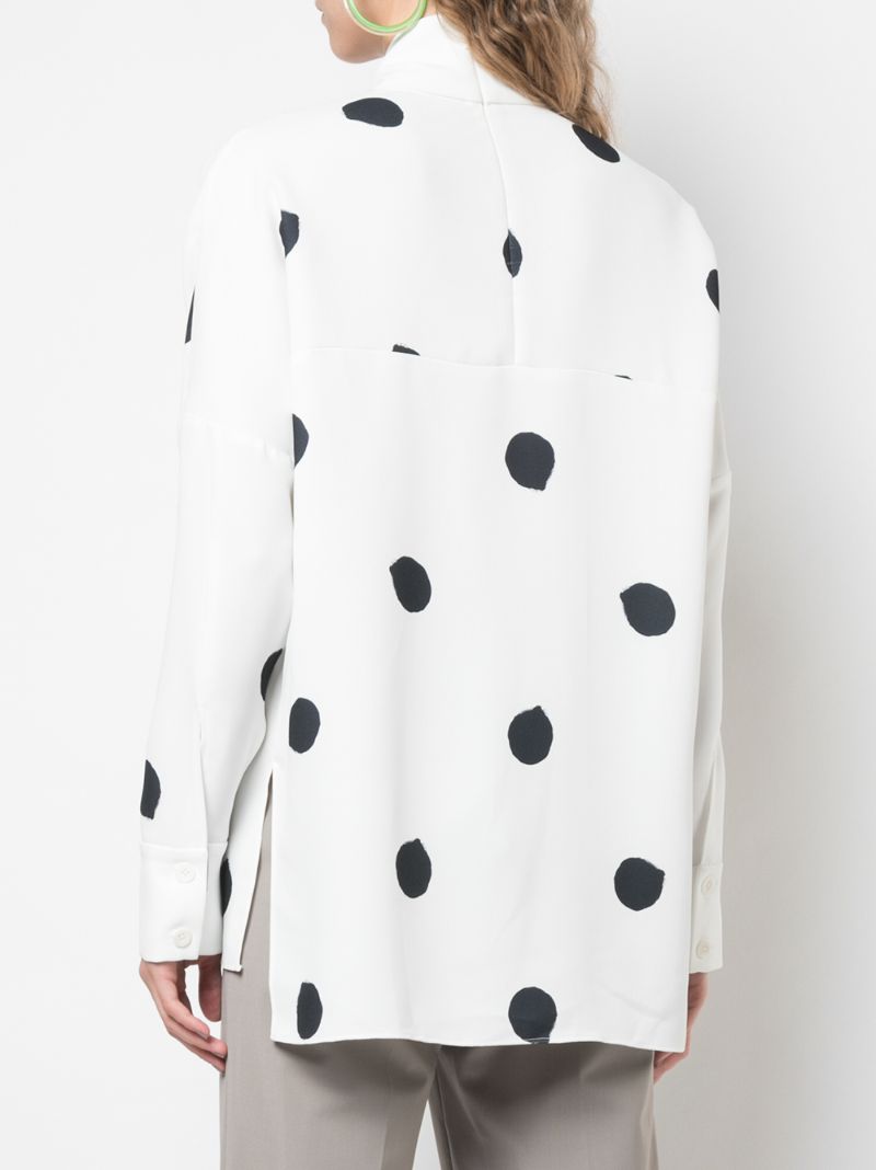 Shop Tibi Polka Dot Blouse In White