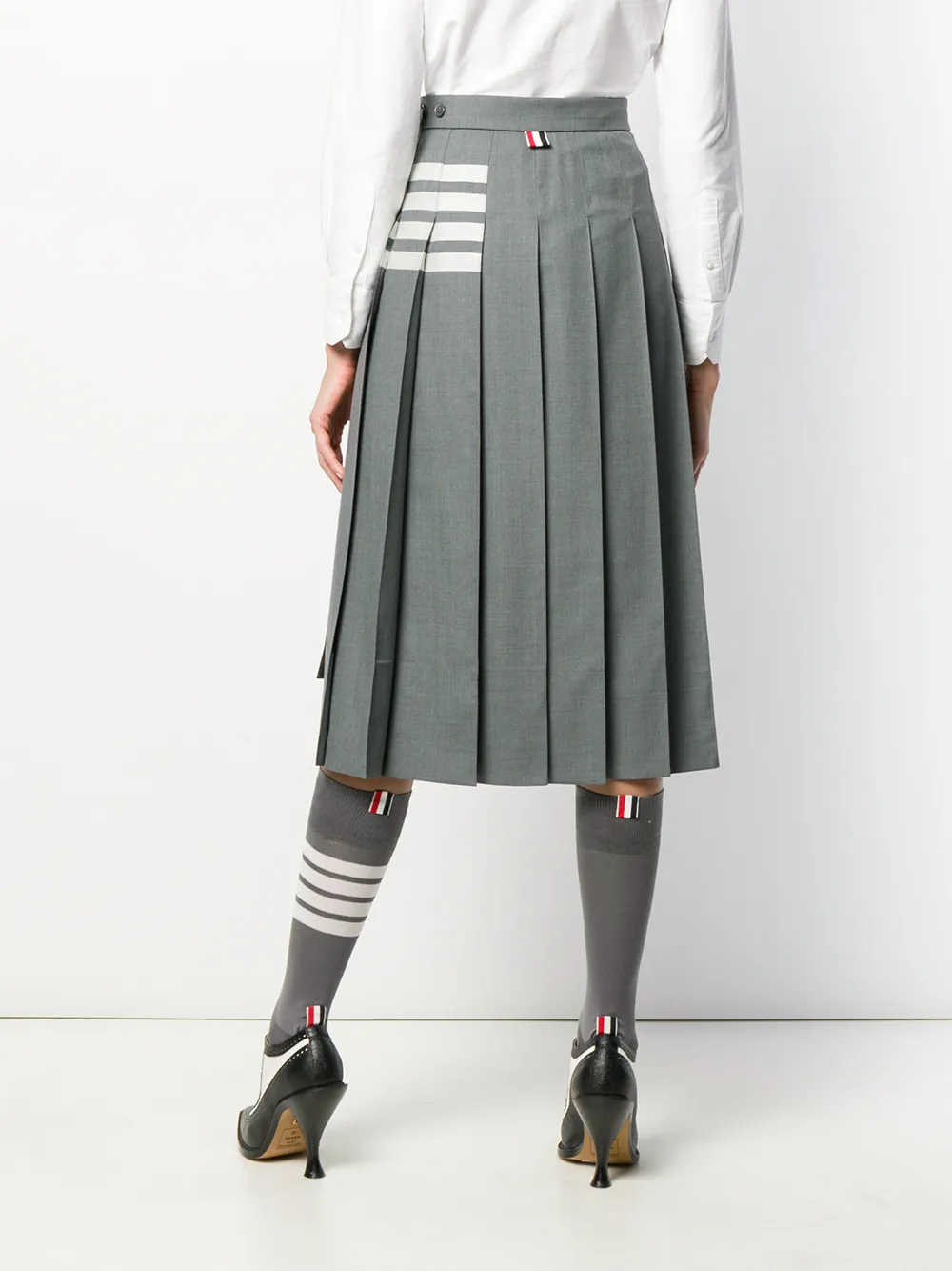 Shop Thom Browne 4-bar Pleated Skirt In Grey