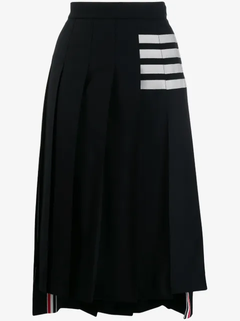 Thom Browne Saia midi com pregas e listras 4-Bar