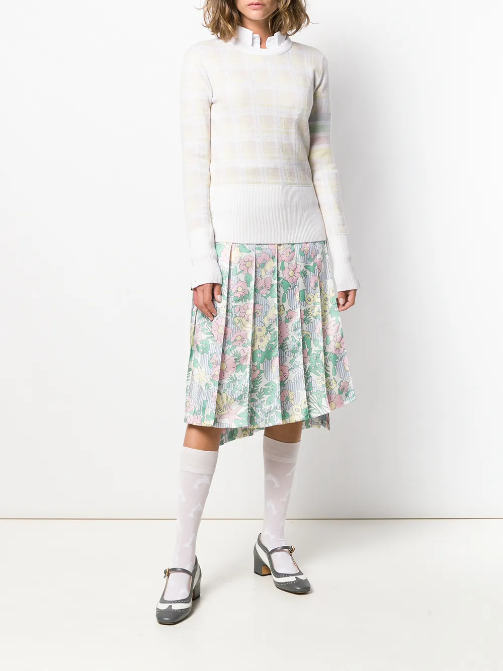 фото Thom browne плиссированная юбка с цветочным принтом
