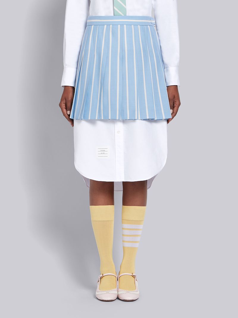 ブルー ウール バンカーストライプ ミニプリーツスカートブルー Thom Browne 公式オンラインサイト