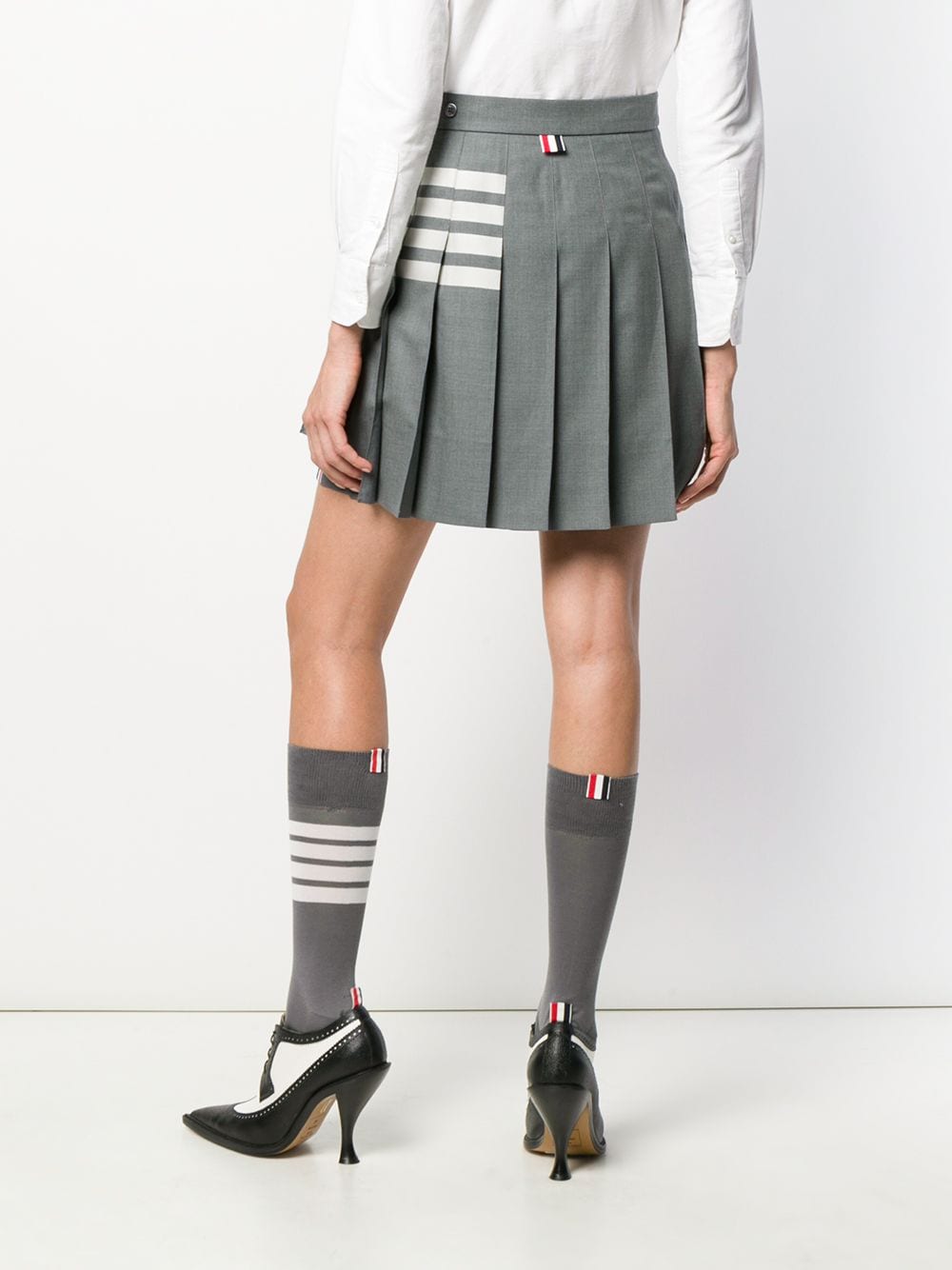 Shop Thom Browne 4-bar Pleated Miniskirt In Grey